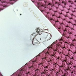 Platinum Drusy Emilie Silver Double Band Ring  # 7